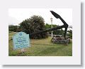 Salvaged anchor from slave ship Phantom which was sunk in Basseterre Harbour by Capt. Long John Silver is displayed at Ocean Terrace Inn, St Kitts