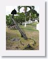 Salvaged anchor from slave ship Phantom which was sunk in Basseterre Harbour by Capt. Long John Silver is displayed at Ocean Terrace Inn, St Kitts