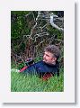 Ged lying under the Pygmy Owl tree