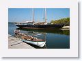 1921 fishing schooner L.A. Dunton with whaling boat in foreground